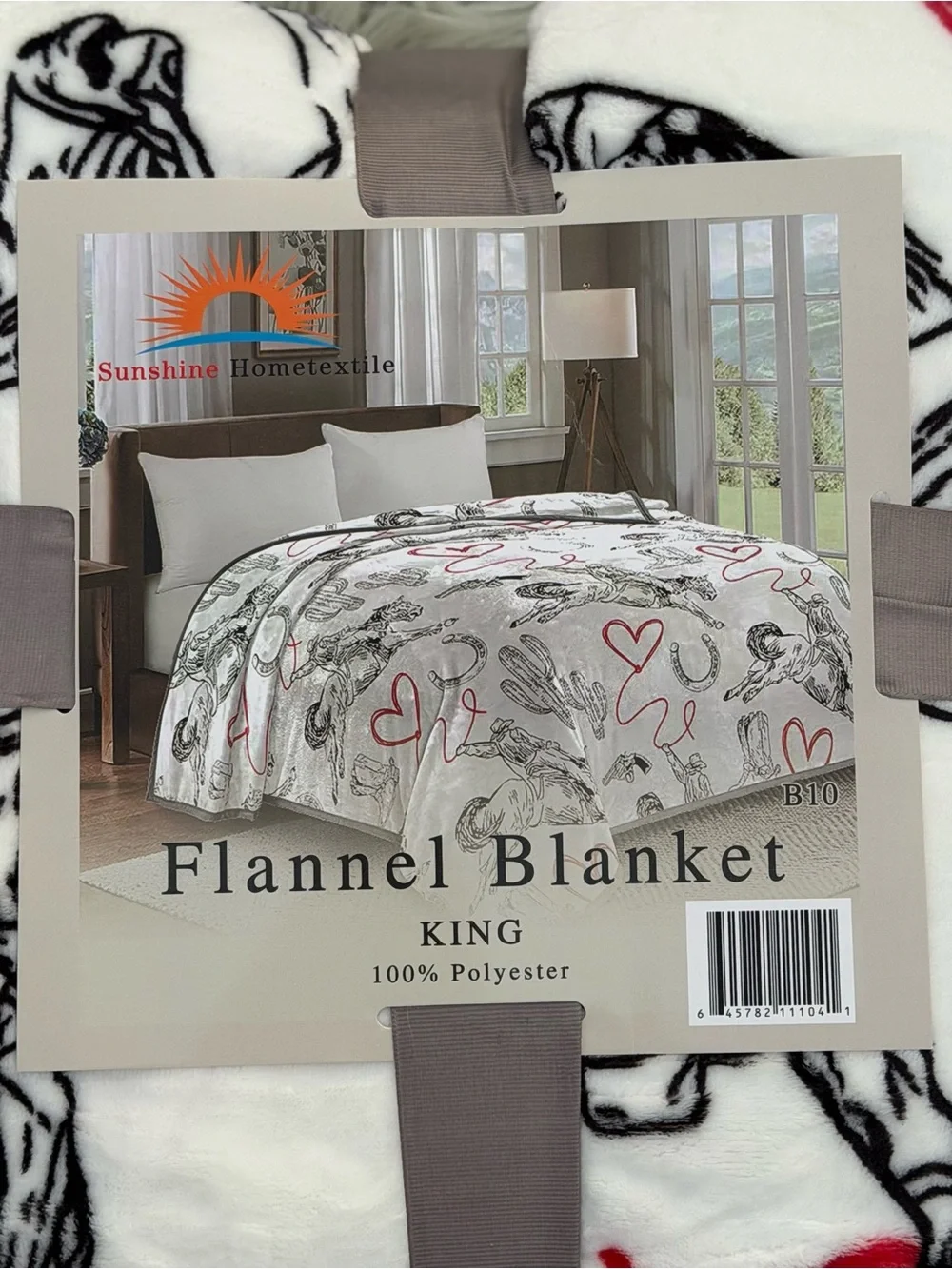 New king size flannel blanket super soft Western Cowboy white black red